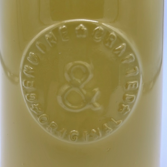 “Genuine & Crafted Original” Yellow Glass Jar/Vase with Rope Handle - Picture 3 of 16